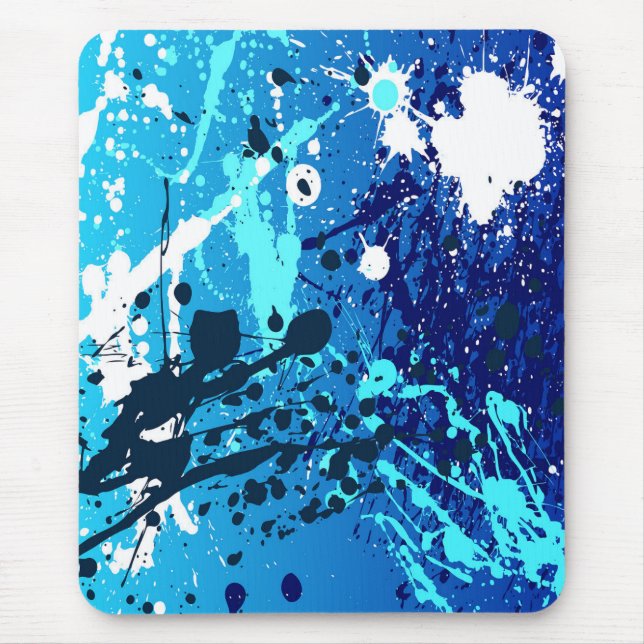 Mousepad Pasta do mouse moderna, abstrato, pulverizada, azu (Frente)