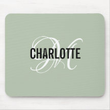 Pasta do rato com nome do monograma verde moderno