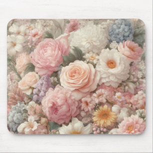Mousepad Pasta Flores Chique Rosa Padrão Floral
