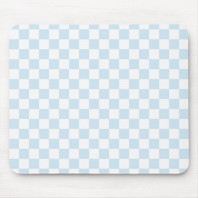 Mousepad Pastel Blue e White Checkerboard (Frente)