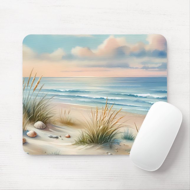 Mousepad Pastel Coastal Dunes Watercolor (Com mouse)