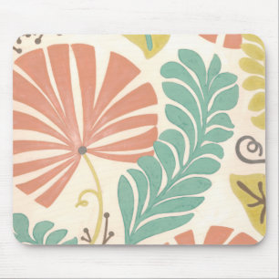 Mousepad Pastel Floral Vines e Folhas em Fundo de Creme
