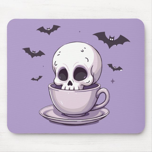 Mousepad Pastel Goth Skull in Teacup (Frente)