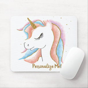 Mousepad Pastel Mágico do Unicórnio Dourado Personalizado