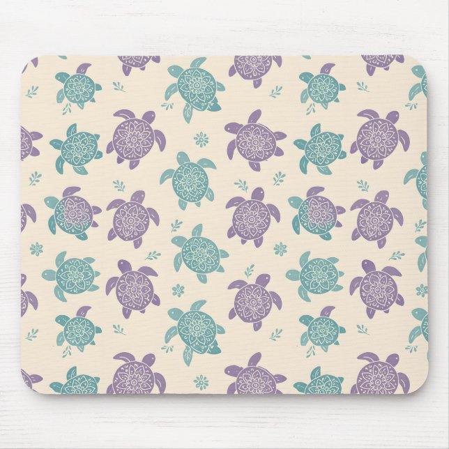 Mousepad Pastel Mandala Turtle Pattern (Frente)