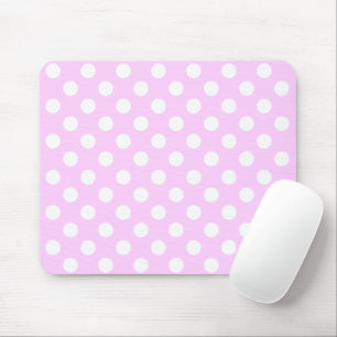 Mousepad Pastel Rosa E Na moda Grandes Bolinhas Brancas