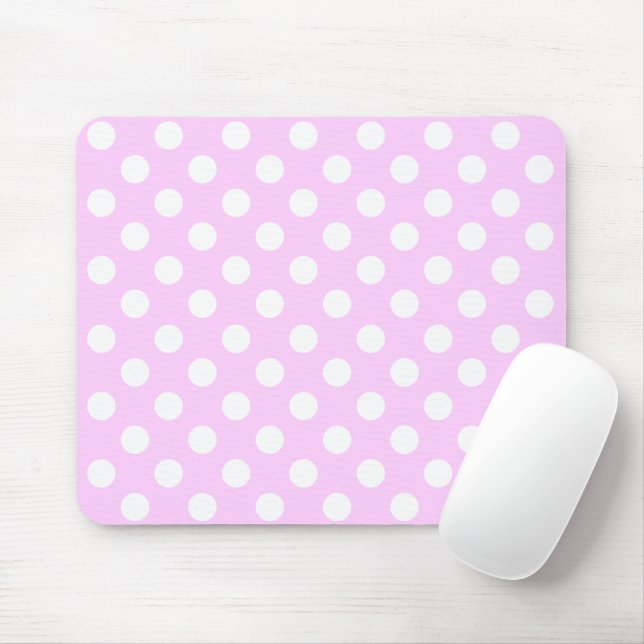 Mousepad Pastel Rosa E Na moda Grandes Bolinhas Brancas (Com mouse)