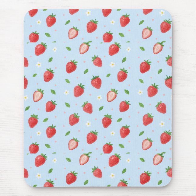 Mousepad Pastel Strawberry Sonha com padrão sem costura (Frente)