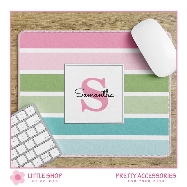 Mousepad Pastel Stripes Monograma (Criador carregado)