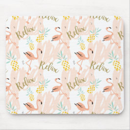 Mousepad Pastel Tropical Pink Flamingo Pattern