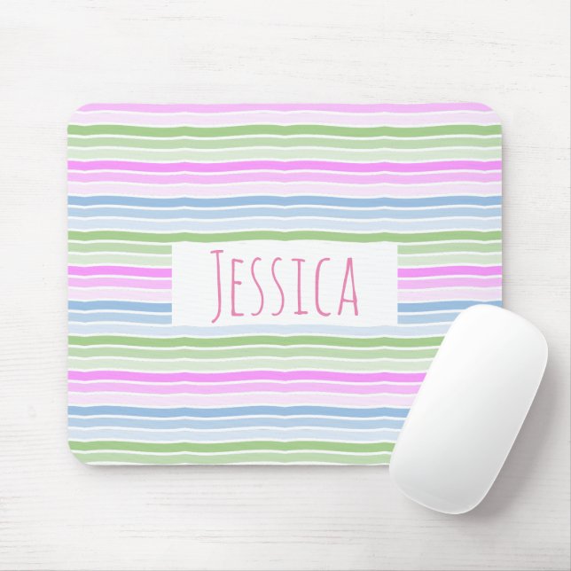 Mousepad Pastel Wavy Striped Modern Personalizado (Com mouse)