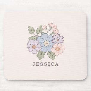 Mousepad Pasterl Flowers no rato de rosa claro