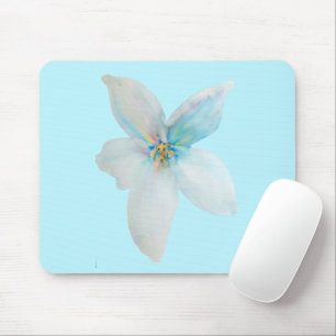 Mousepad Pasto floral branco de flores aquáticas