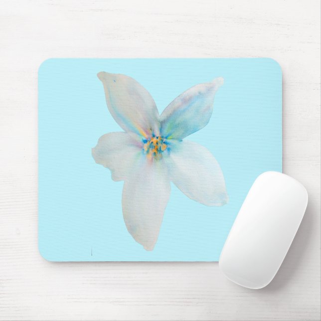Mousepad Pasto floral branco de flores aquáticas (Com mouse)