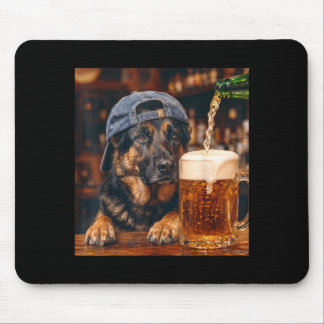 Mousepad Pastor Alemão Bebendo Cerveja Meme de Cachorro Eng