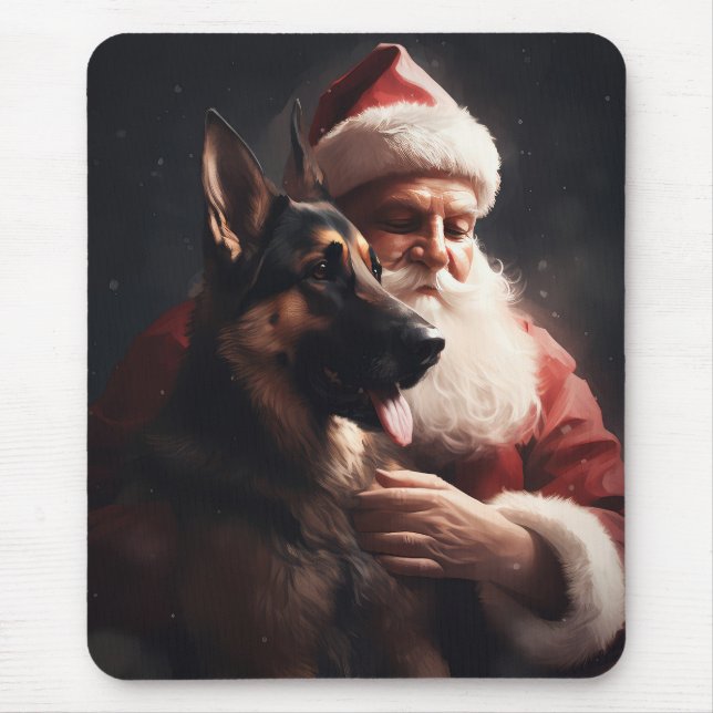Mousepad Pastor Alemão Com Papai Noel Natal Festivo (Frente)