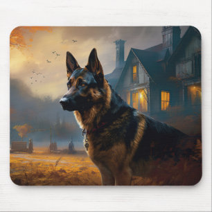 Mousepad Pastor Alemão de Halloween Assustador