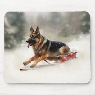 Mousepad Pastor Alemão Natal neve inverno