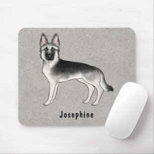 Mousepad Pastor Alemão Silver Sable e Nome Personalizado