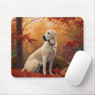 Mousepad Pastor anatólico nas Folhas do outono cai inspirad