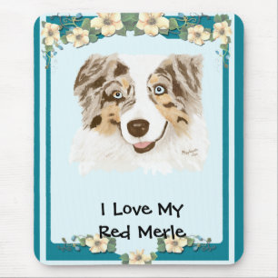 Mousepad Pastor australiano - amor de I meu Merle vermelho