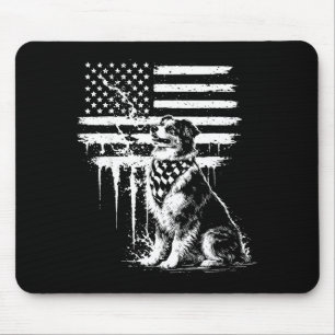 Mousepad pastor australiano bandeira americana 4 de julho e