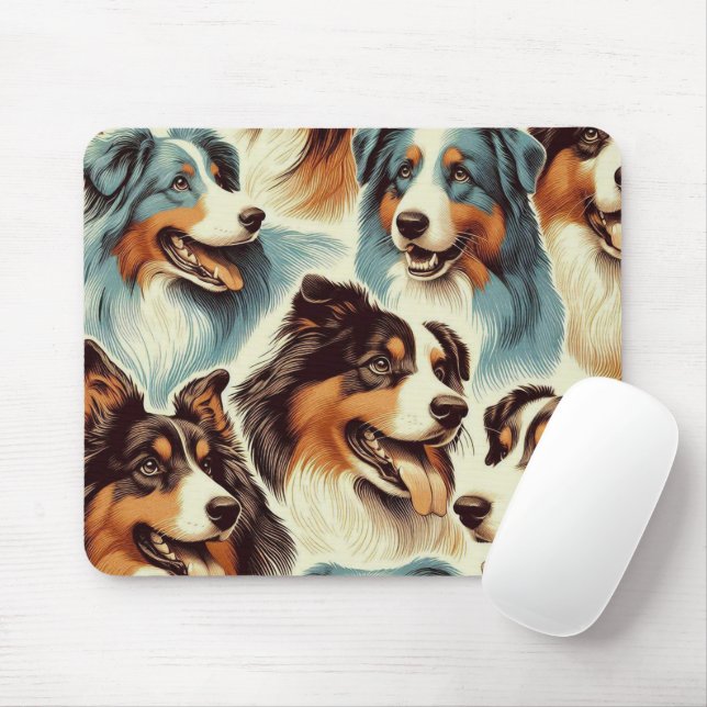 Mousepad Pastor australiano bonito e sem costura (Com mouse)