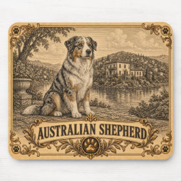 Mousepad Pastor Australiano, Cachorro de Herança Vintage