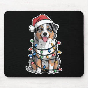 Mousepad Pastor Australiano Envolvido Em Luzes De Natal