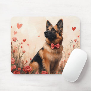 Mousepad Pastor Belga com Rosas - Dia dos Namorados
