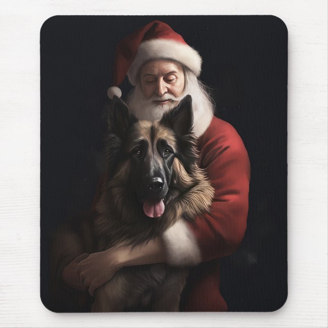 Mousepad Pastor Belga Natal do Papai Noel Natalício (Frente)