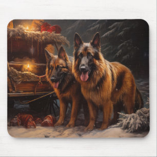 Mousepad Pastor belga Snowy Sleigh Decor de Natal
