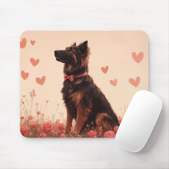 Mousepad Pastor da Anatólia com Rosas - Dia dos Namorados (Com mouse)