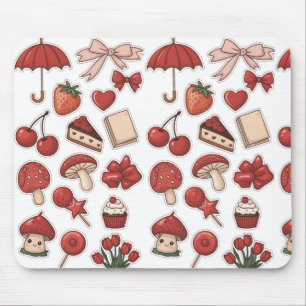 Mousepad Pat do deserto de morango de sabugo vermelho, boni