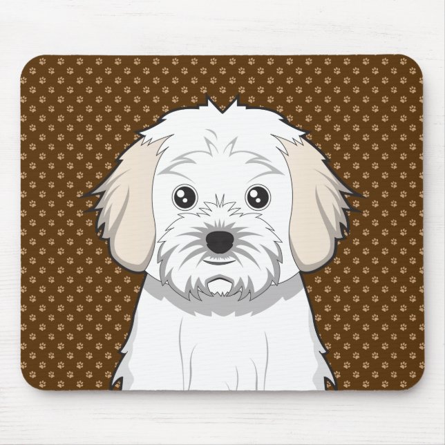 Mousepad Patas dos desenhos animados do cão de Cavachon (Frente)