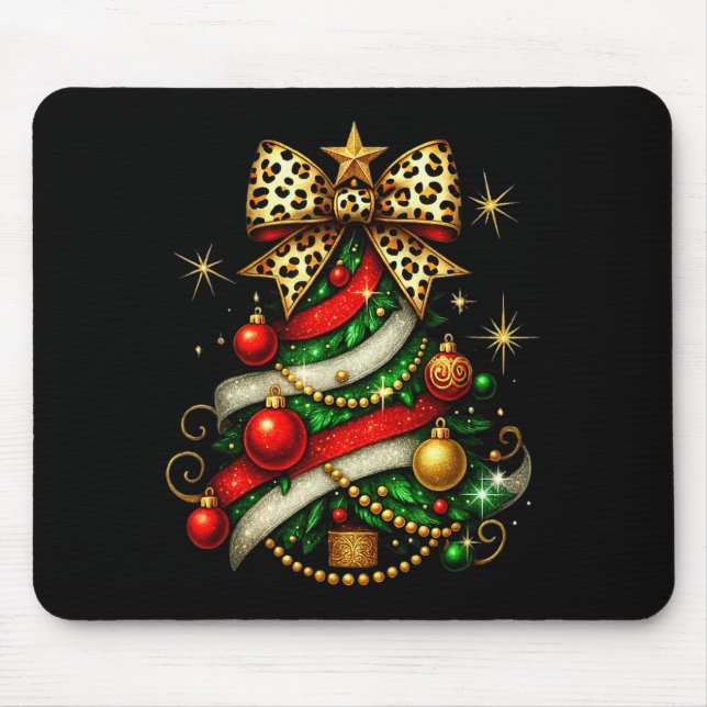 Mousepad Patchwork Natal Alegre Árvore de Natal Coquette Le (Frente)