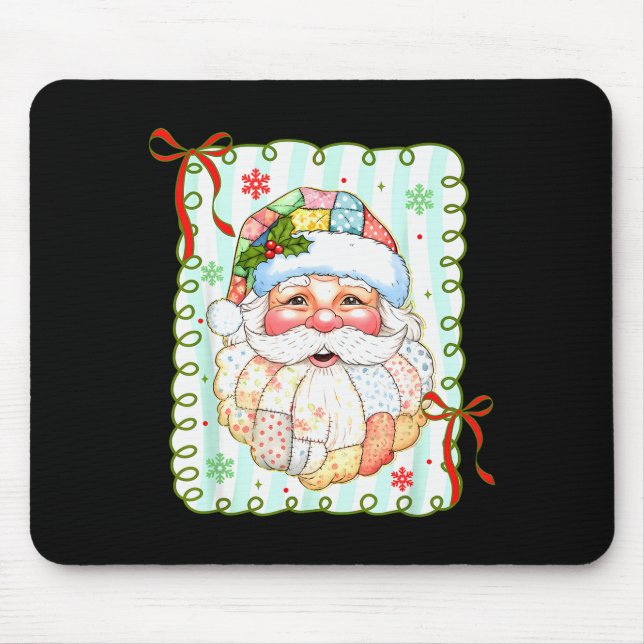Mousepad Patchwork Papai Noel Face Coquette Feliz Natal (Frente)