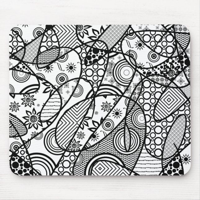 Mousepad Patchwork Preto e Branco Padrão 01 (Frente)
