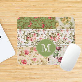 Mousepad Patchwork Rose Monograma Personalizado