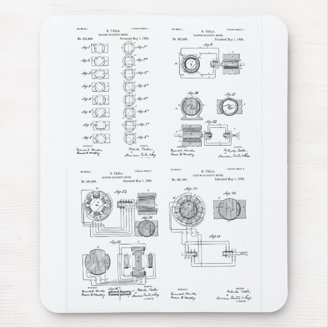 Mousepad Patente US381968 p 1-4 do motor do Elecro-Ímã de (Frente)