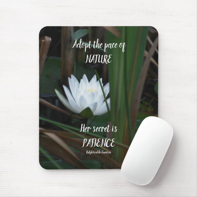 Mousepad Patience Emerson - Lotus de Cotação Inspiracional (Com mouse)