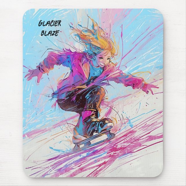 Mousepad patinador de gelo abstrato (Frente)