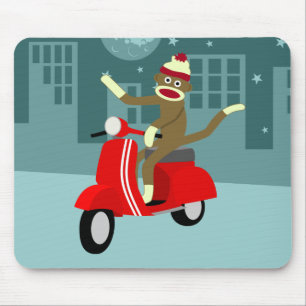 Mousepad Patinete do Vespa do macaco da peúga