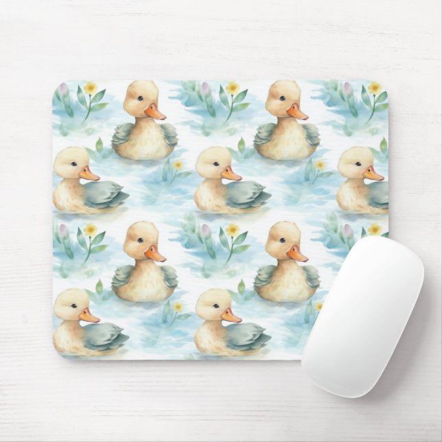 Mousepad Patinhos Amarelos Azuis Lindos (Com mouse)