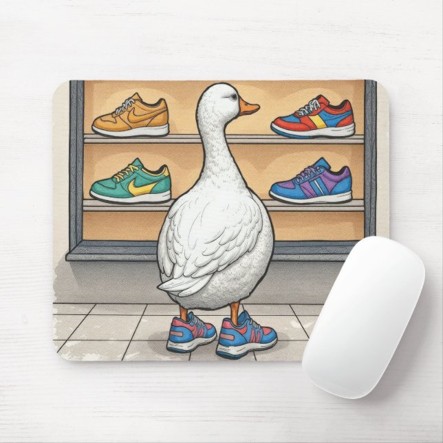 Mousepad Pato Branco Comprando Tênis (Com mouse)
