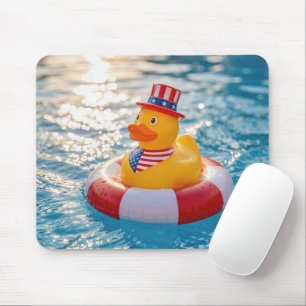 Mousepad Pato de Borracha Amarelo Patriótico dos EUA na Pis