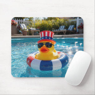 Mousepad Pato de Borracha Patriótico em uma Piscina