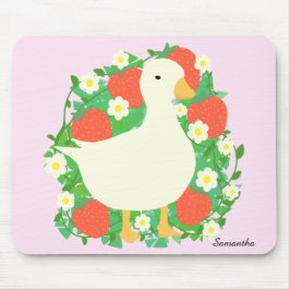 Mousepad Pato de Ganso de Morango Floral