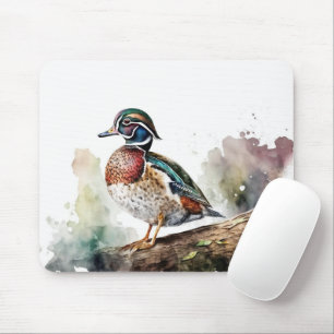 Mousepad Pato de Madeira de Aquarela