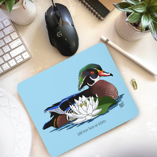 Mousepad Pato Madeira Colorido Lírio D'Água Vida Selvagem A